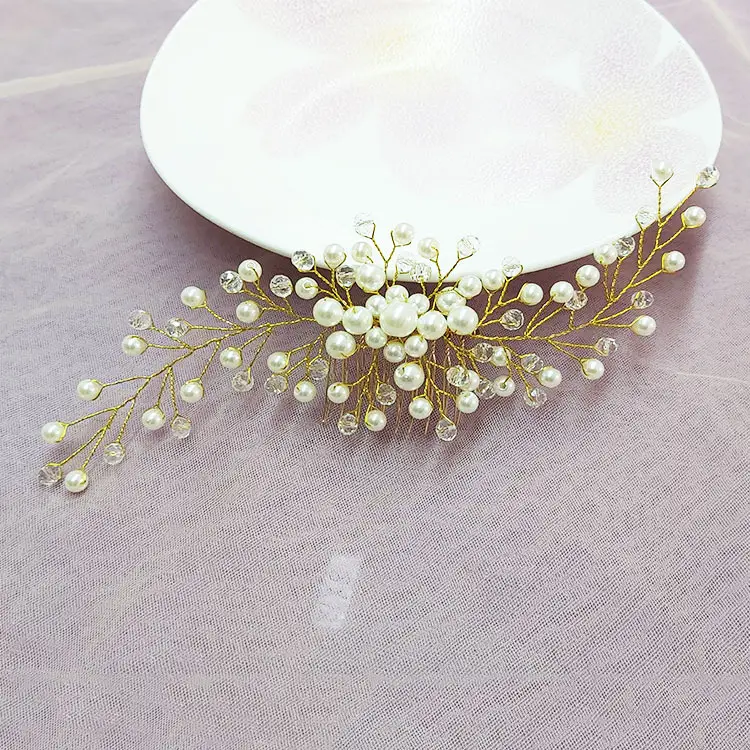 White Crystal Branch Hairpin for Weddings - Image 5