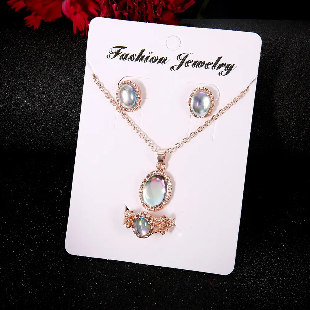 Dazzling Gemstone Jewelry Set Rose Gold 4 Piece - Image 4
