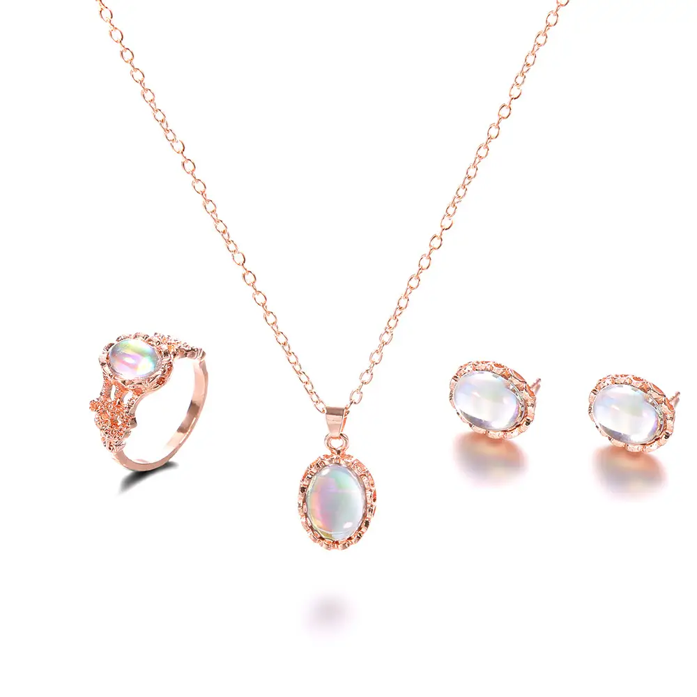 Dazzling Gemstone Jewelry Set Rose Gold 4 Piece - Image 5