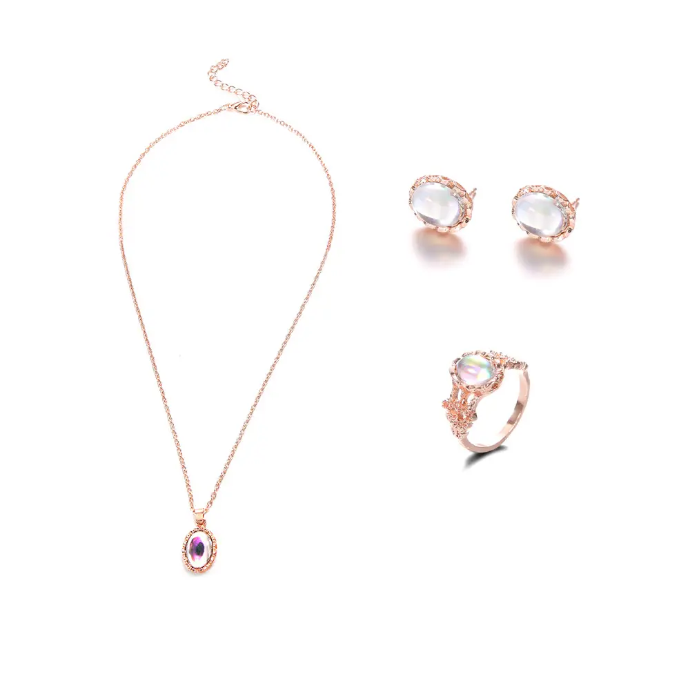 Dazzling Gemstone Jewelry Set Rose Gold 4 Piece - Image 6