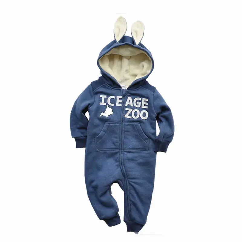 Cotton Fleece Lined Baby Romper Red White Hooded - Image 8