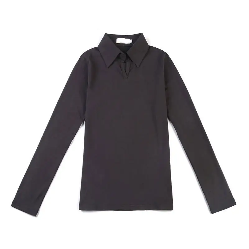 2025 Women's Korean Style Polo Shirt Slim Fit Long Sleeve - Image 7