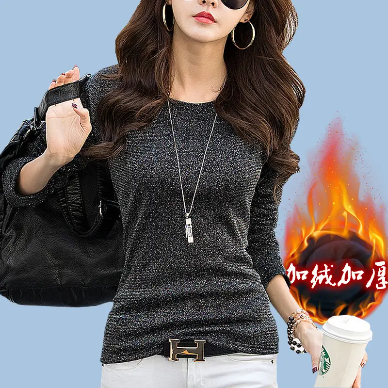 Women Blue Silk Fleece High Collar Long Sleeve Shirt - Image 8