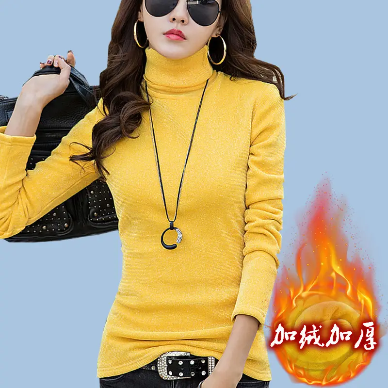 Women Blue Silk Fleece High Collar Long Sleeve Shirt - Image 6