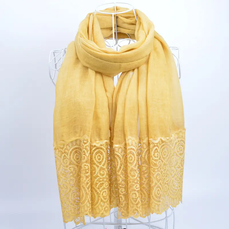 Pink Lace Embroidered Silk Scarf for Women - Image 14