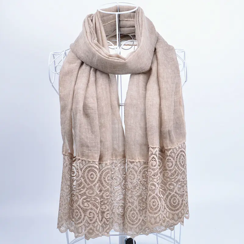 Pink Lace Embroidered Silk Scarf for Women - Image 10