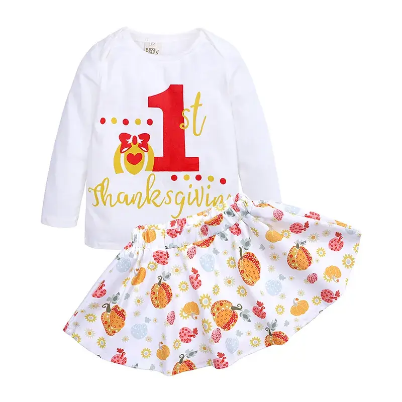 New Girls Thanksgiving 1st Set Cotton Round Neck Short Skirt Suit - Image 5