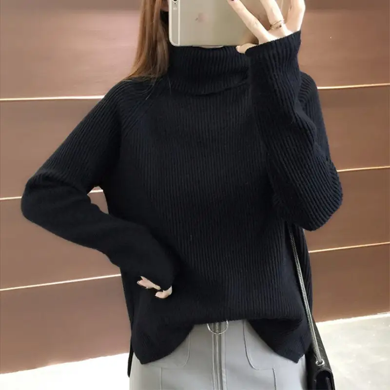 2020 Women's 20turtleneck Sweater Solid Color - Image 3