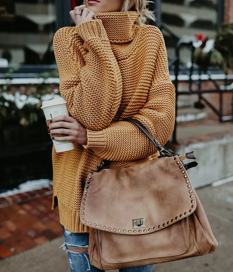 Long Sleeve Knit Turtleneck Jacket for Women 2025 β feature 19