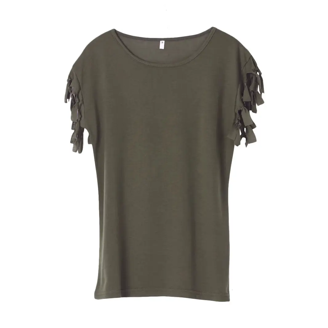 Women Black Cuff Tassel Top with Shorts - Image 10