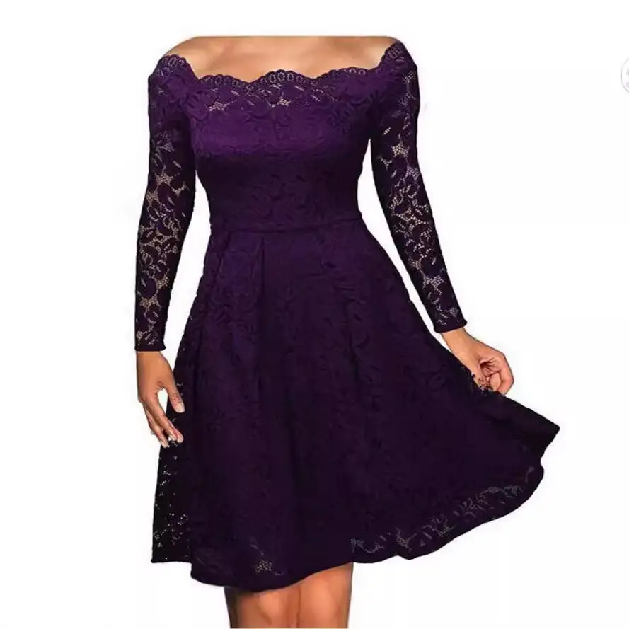 Maroon Lace One-Lined Evening Gown Large Hem - Image 10