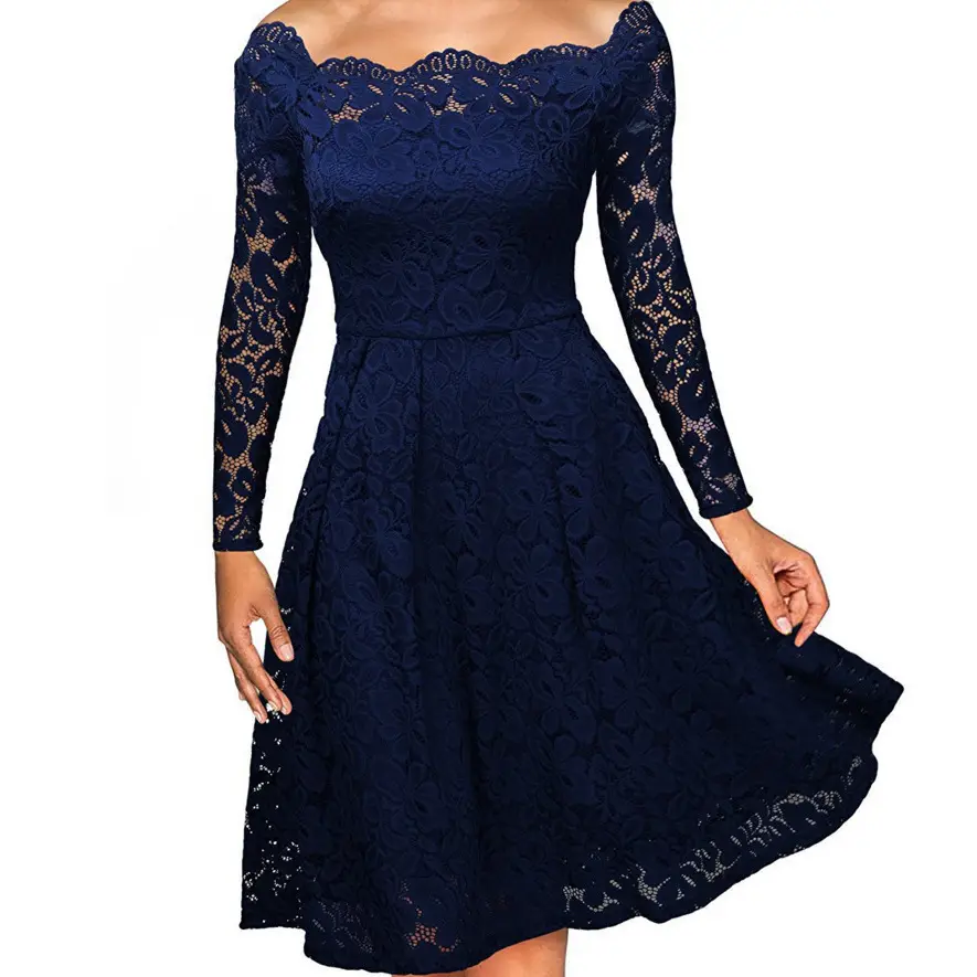 Maroon Lace One-Lined Evening Gown Large Hem - Image 11
