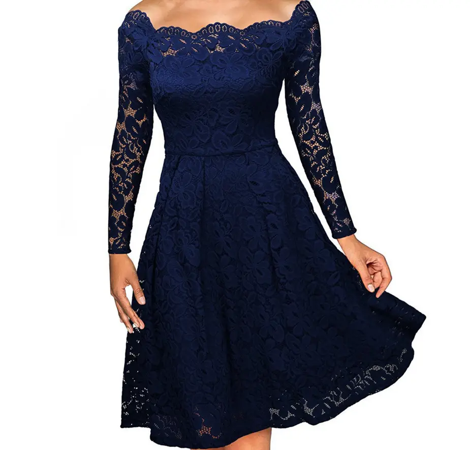 Maroon Lace One-Lined Evening Gown Large Hem - Image 2