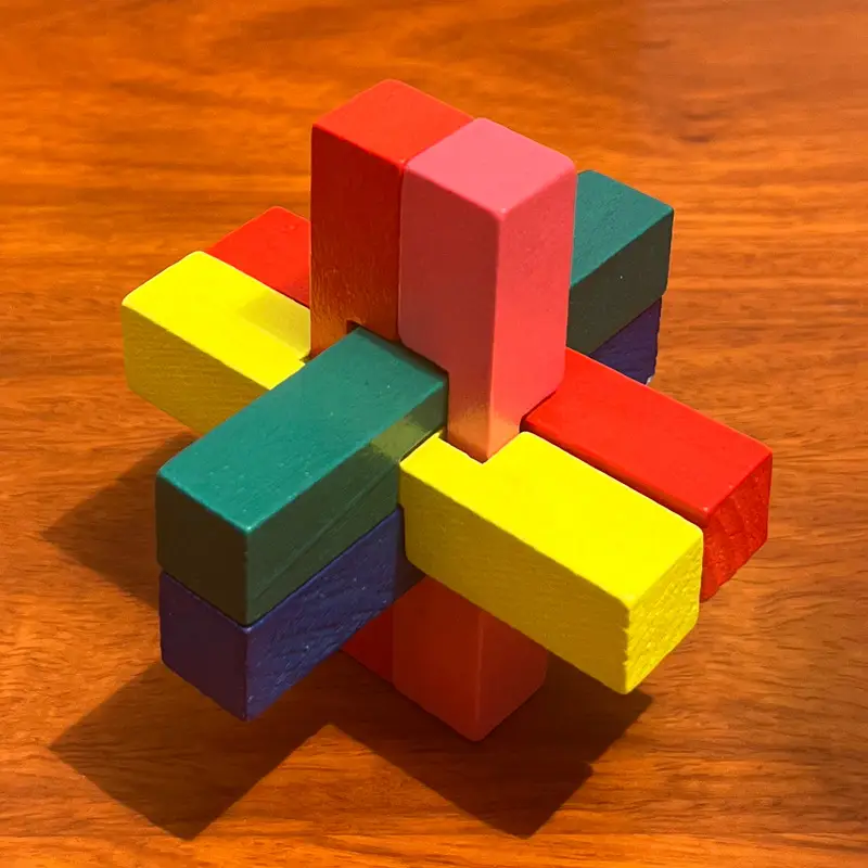 Wooden Color Kongming Lock Puzzle for Kids - Image 2