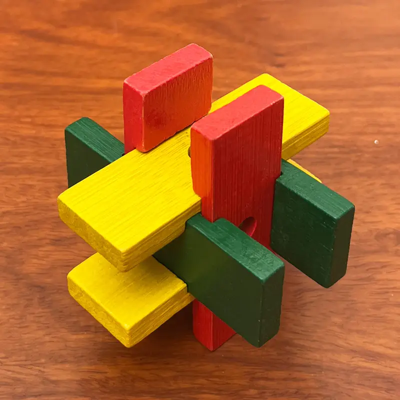 Wooden Color Kongming Lock Puzzle for Kids - Image 4