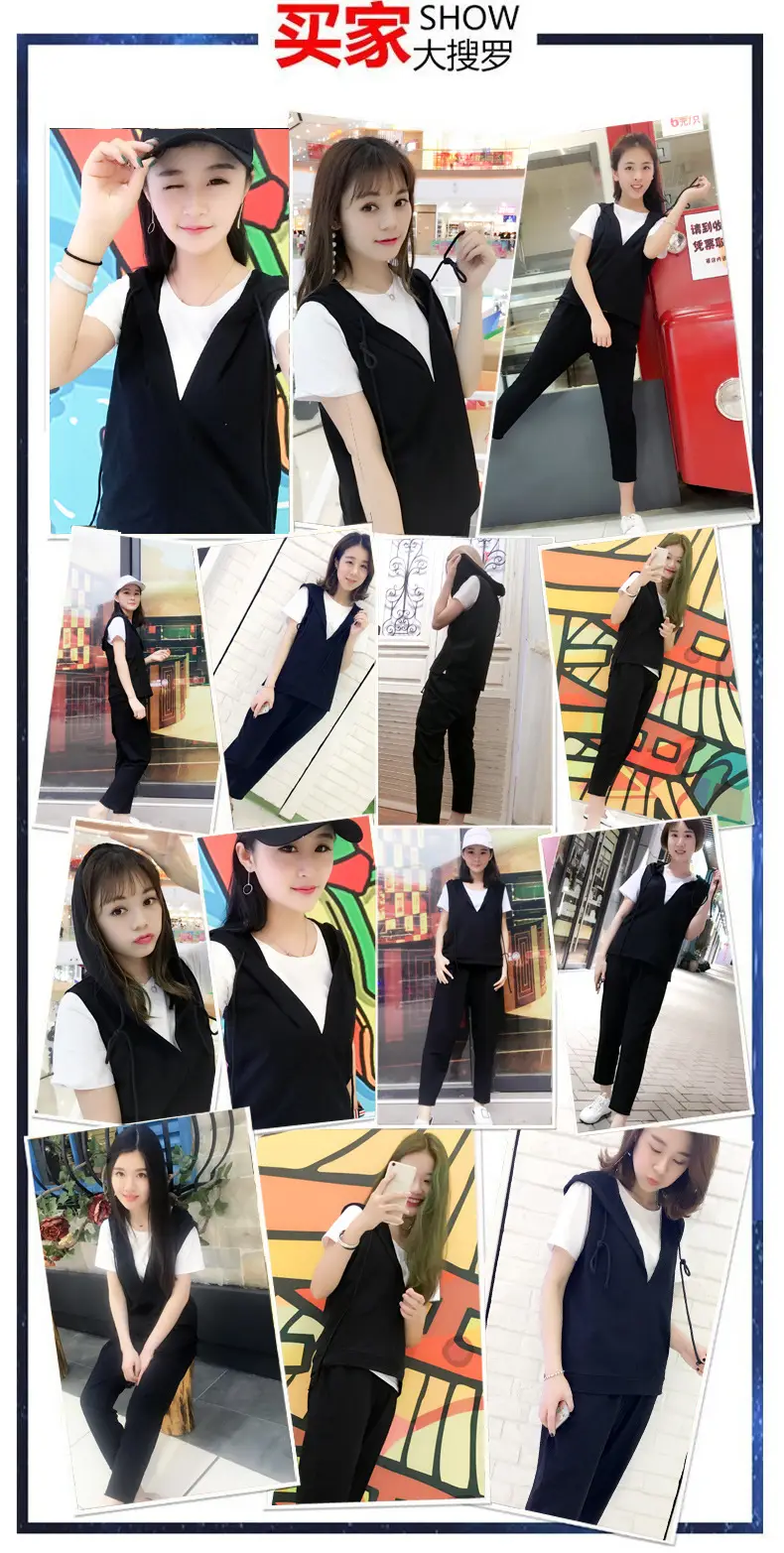 Plus Size Black Sleeveless Vest Set for Women — feature 2