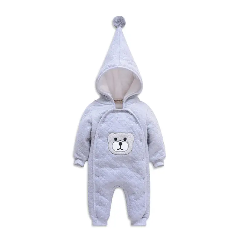 Baby Pure Cotton Hooded Romper Pink Warm One-Piece - Image 2