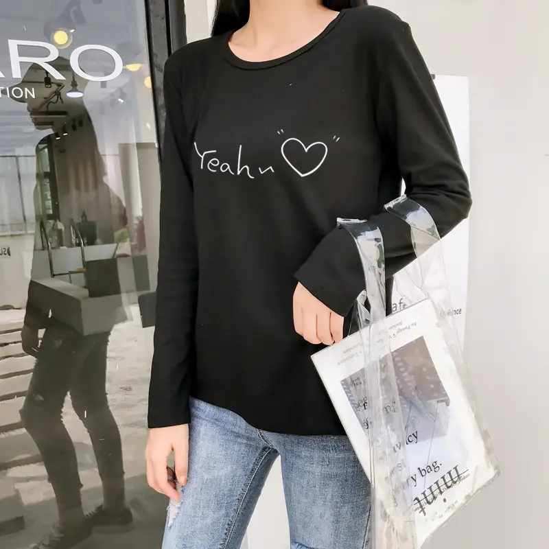 Women Korean Style Pink Heart Print Long Sleeve T-Shirt — feature 14