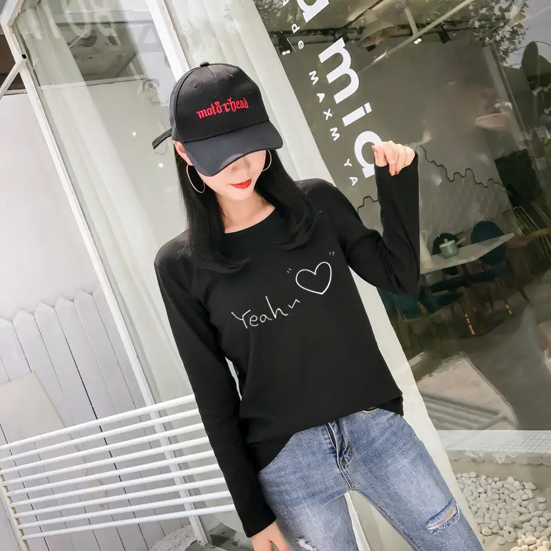 Women Korean Style Pink Heart Print Long Sleeve T-Shirt — feature 18