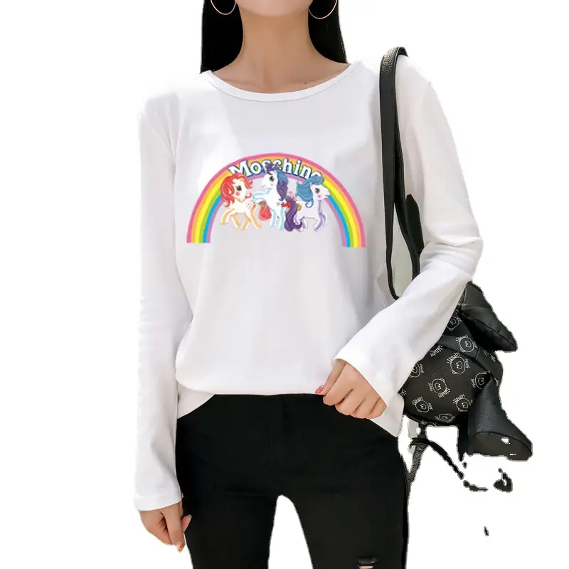Women's Long Sleeve Rainbow Unicorn T-Shirt Black 2025 - Image 8