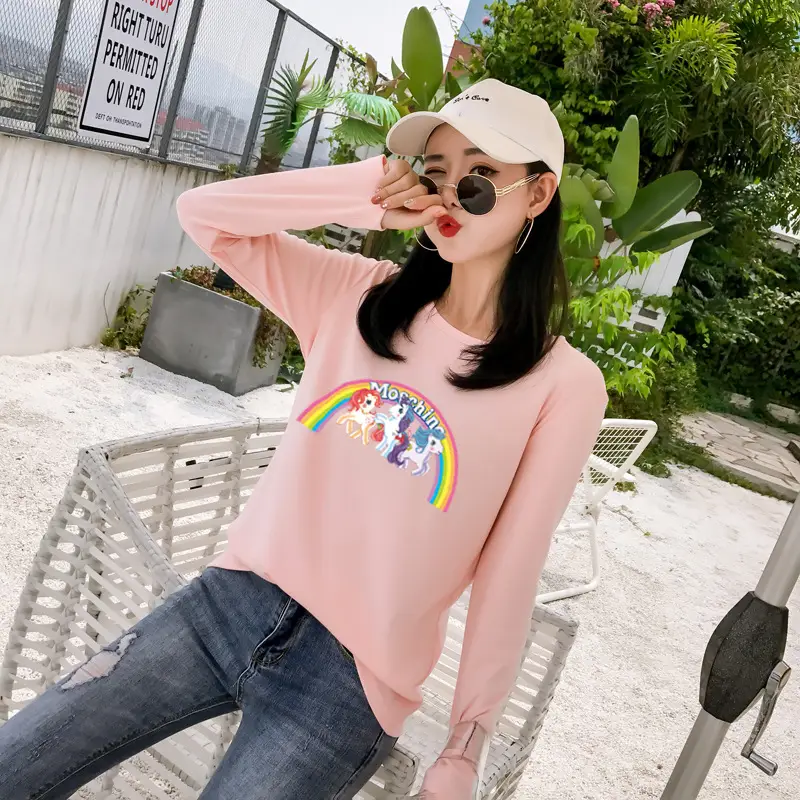 Women's Long Sleeve Rainbow Unicorn T-Shirt Black 2025 — feature 21