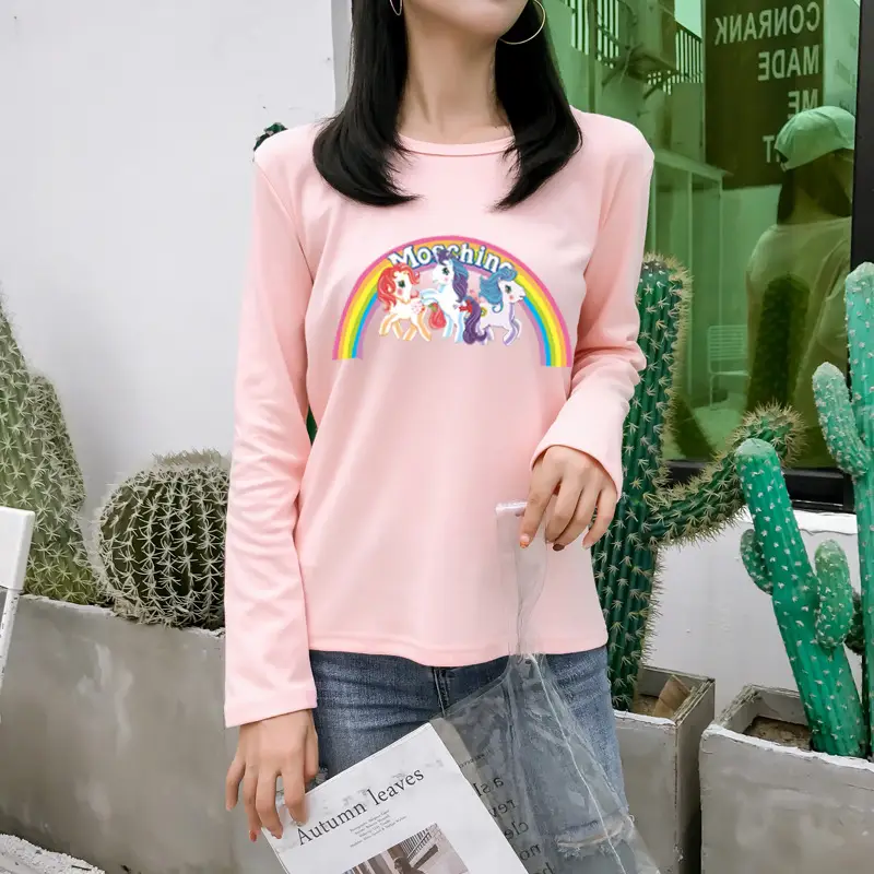 Women's Long Sleeve Rainbow Unicorn T-Shirt Black 2025 — feature 22