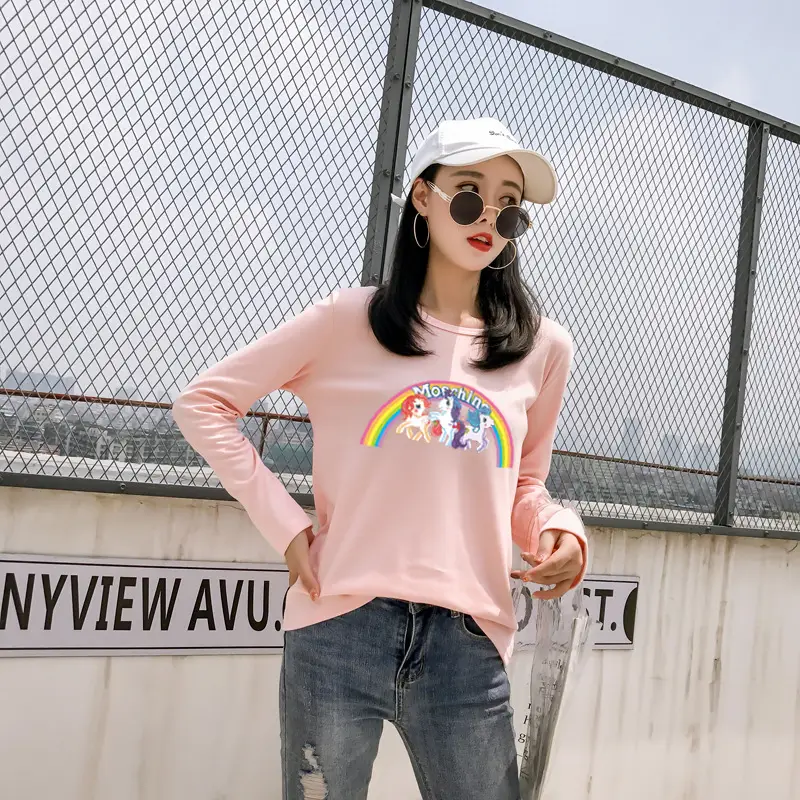 Women's Long Sleeve Rainbow Unicorn T-Shirt Black 2025 — feature 24
