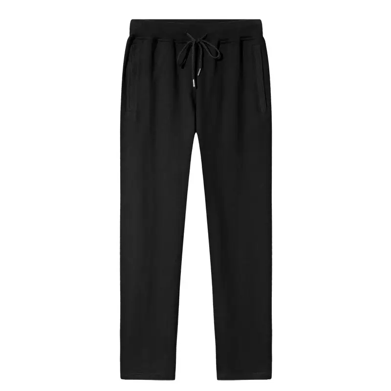 Black Cotton Loose Fit Plus Size Pants for Men - Image 3