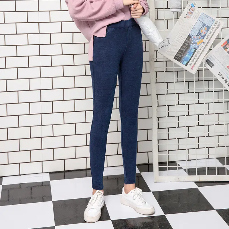 Women Elastic Leggings Snowflake Sand Wash Leggings Large - Image 2