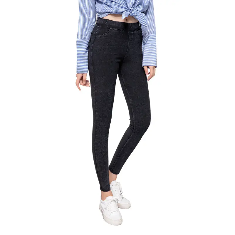 Women Elastic Leggings Snowflake Sand Wash Leggings Large - Image 5