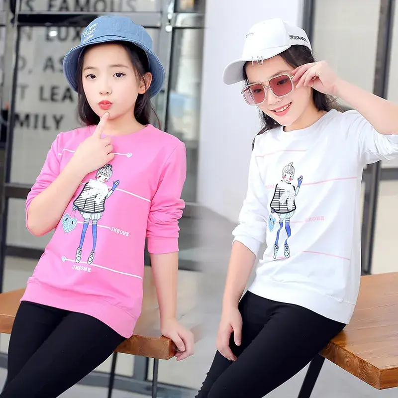 Girls Cotton Long Sleeve T-Shirt Light Purple Korean Style