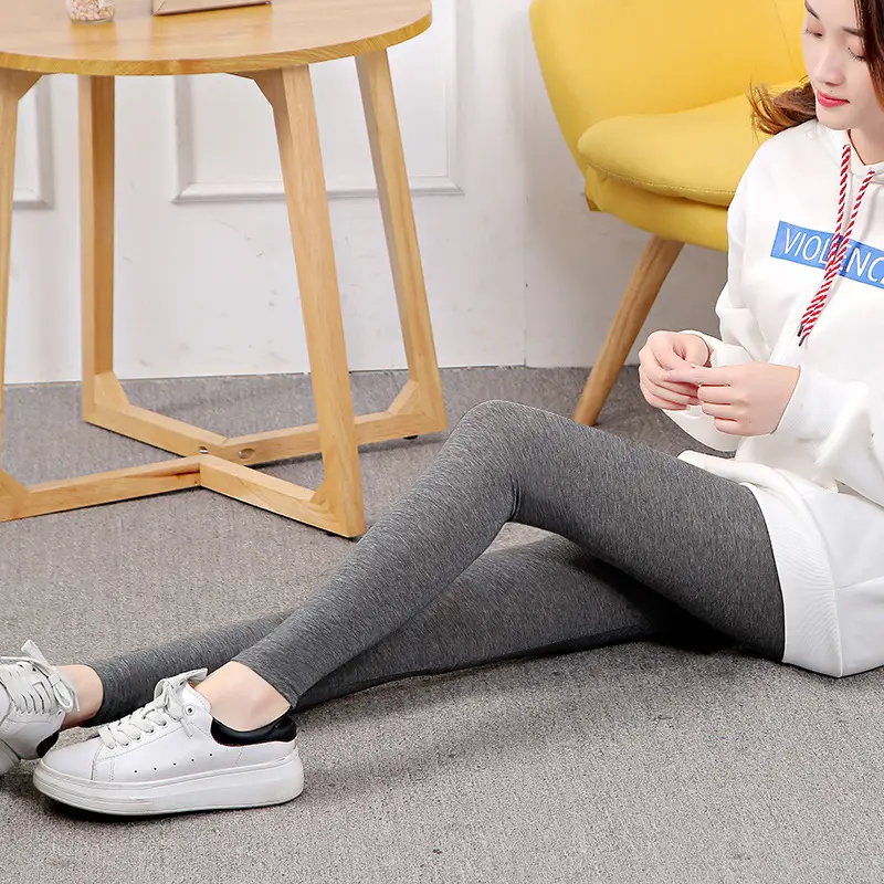 Women Gray Slimming Footed Leggings Plus Size Winter
