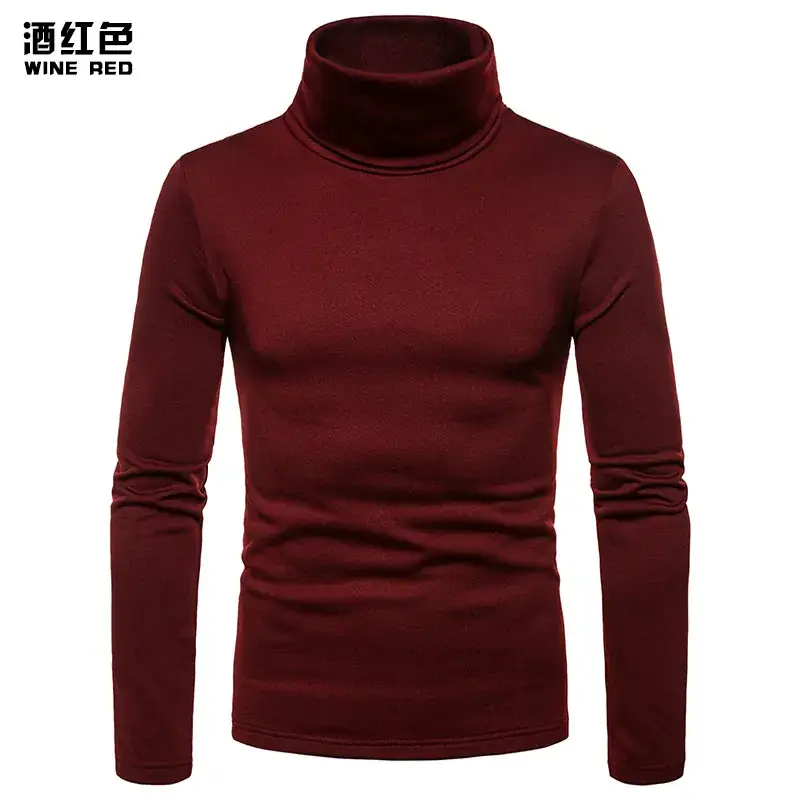 Men Velvet High Collar T-Shirt Brown Green Black — feature 11