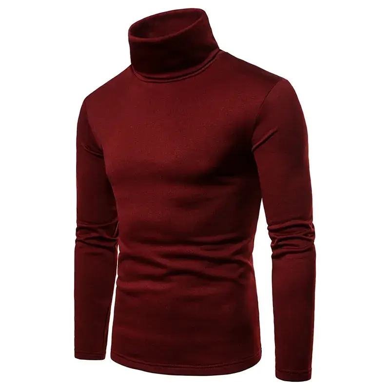 Men Velvet High Collar T-Shirt Brown Green Black — feature 12