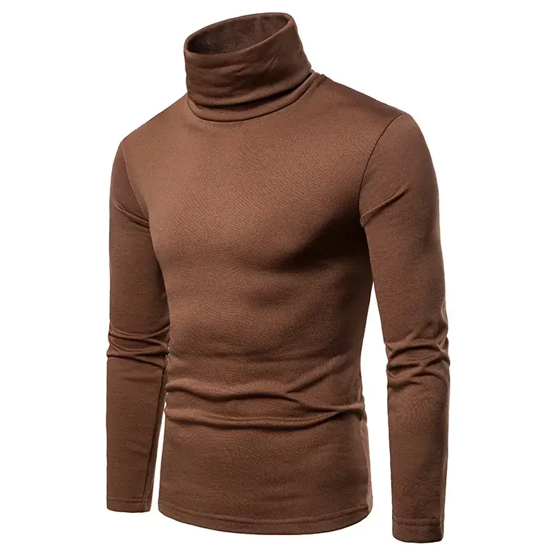 Men Velvet High Collar T-Shirt Brown Green Black — feature 15