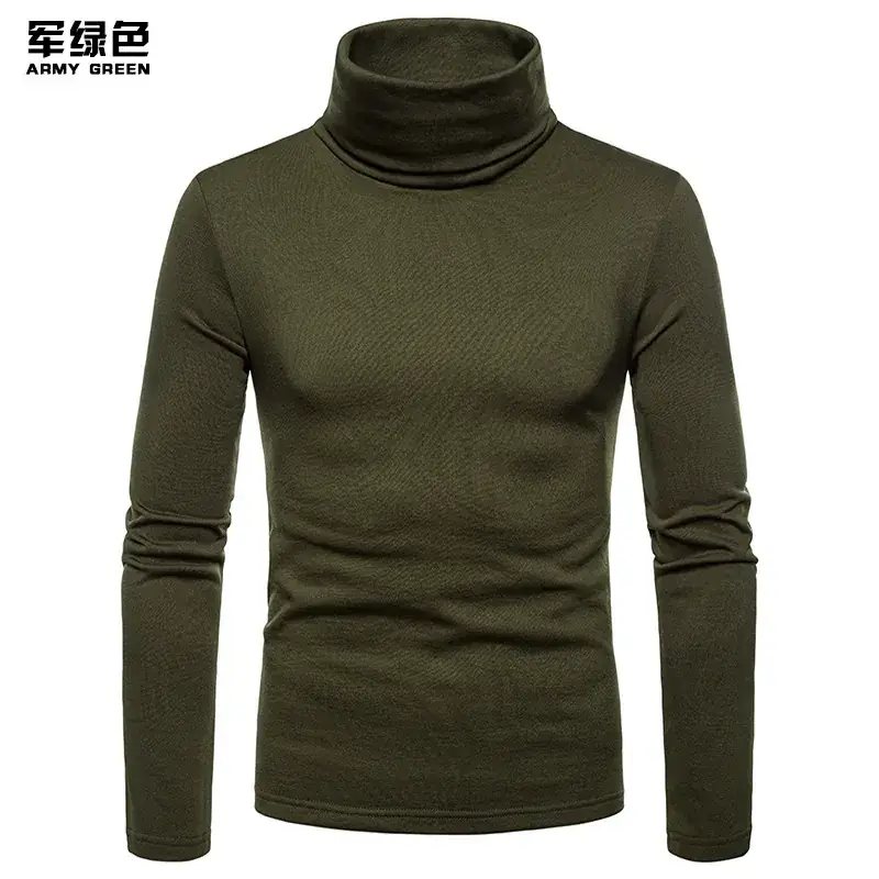 Men Velvet High Collar T-Shirt Brown Green Black — feature 17