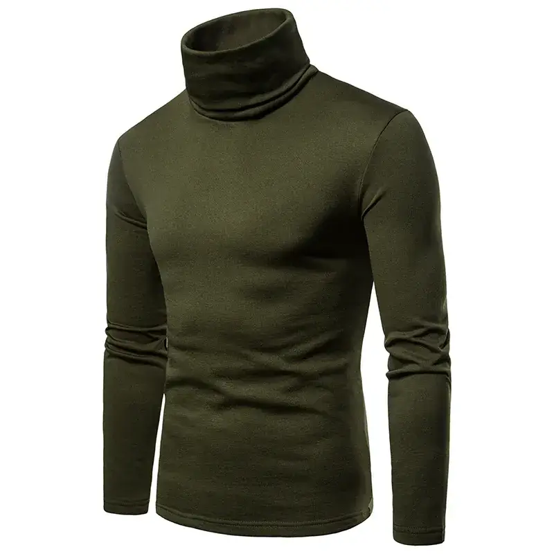 Men Velvet High Collar T-Shirt Brown Green Black — feature 18