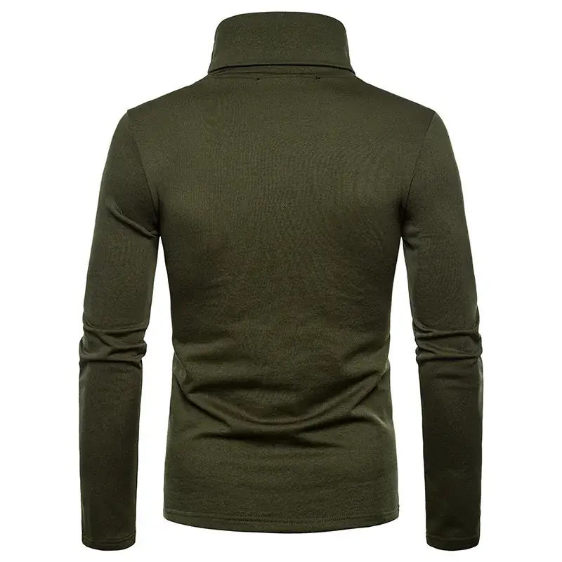 Men Velvet High Collar T-Shirt Brown Green Black — feature 19