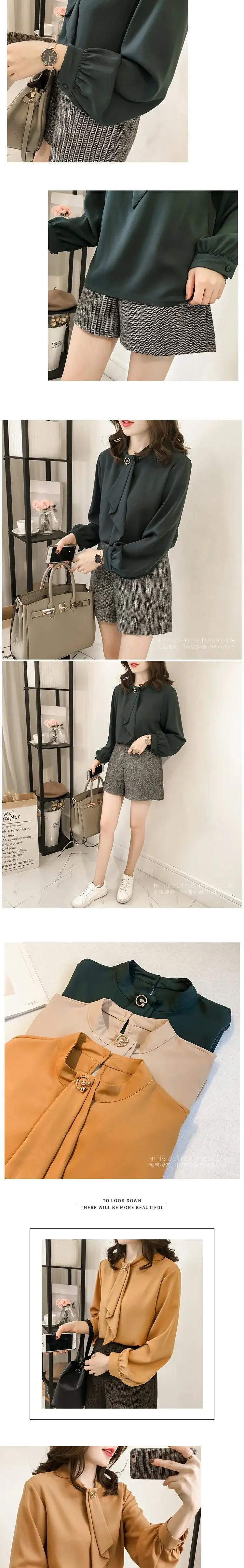 Mm2024 Chiffon Long Sleeve Shirt Women Tan — feature 3