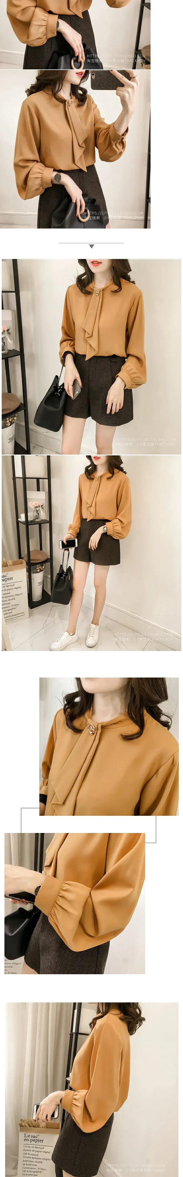 Mm2024 Chiffon Long Sleeve Shirt Women Tan — feature 4