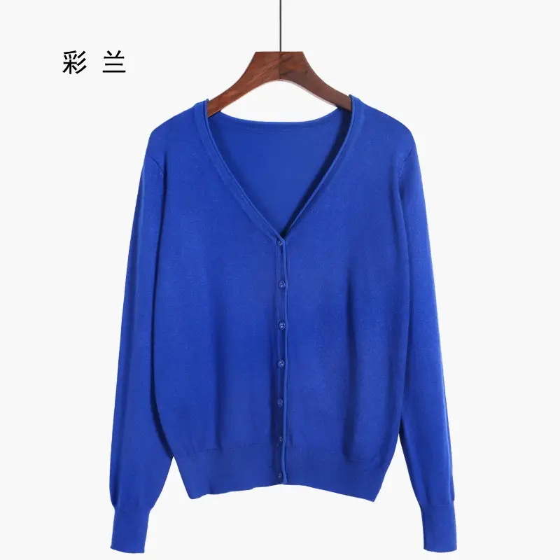 2022 V-Neck Mercerized Cotton Sweater Large Beige - Image 6