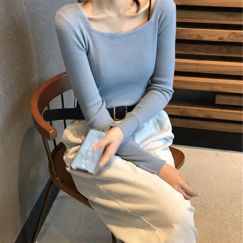 Women's Brown Knit Long Sleeve Top with Drawstring Waist
