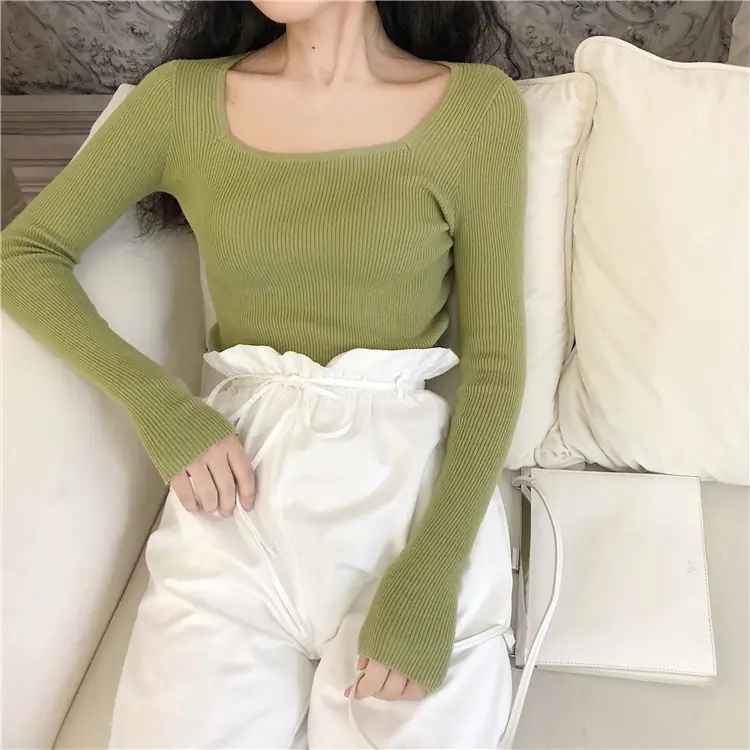 Women's Brown Knit Long Sleeve Top with Drawstring Waist