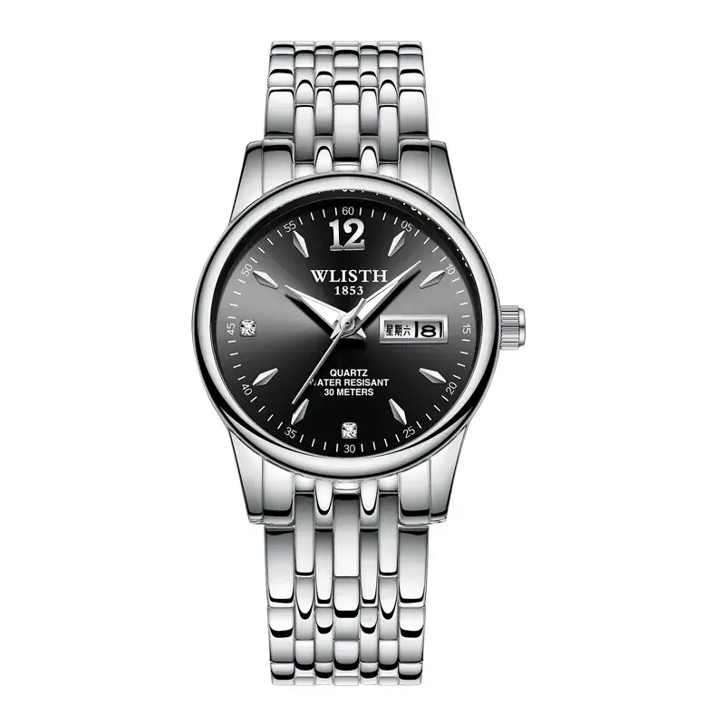 Women's Gold Plated Dual Calendar Quartz Watch with Luminous Dial - Image 3