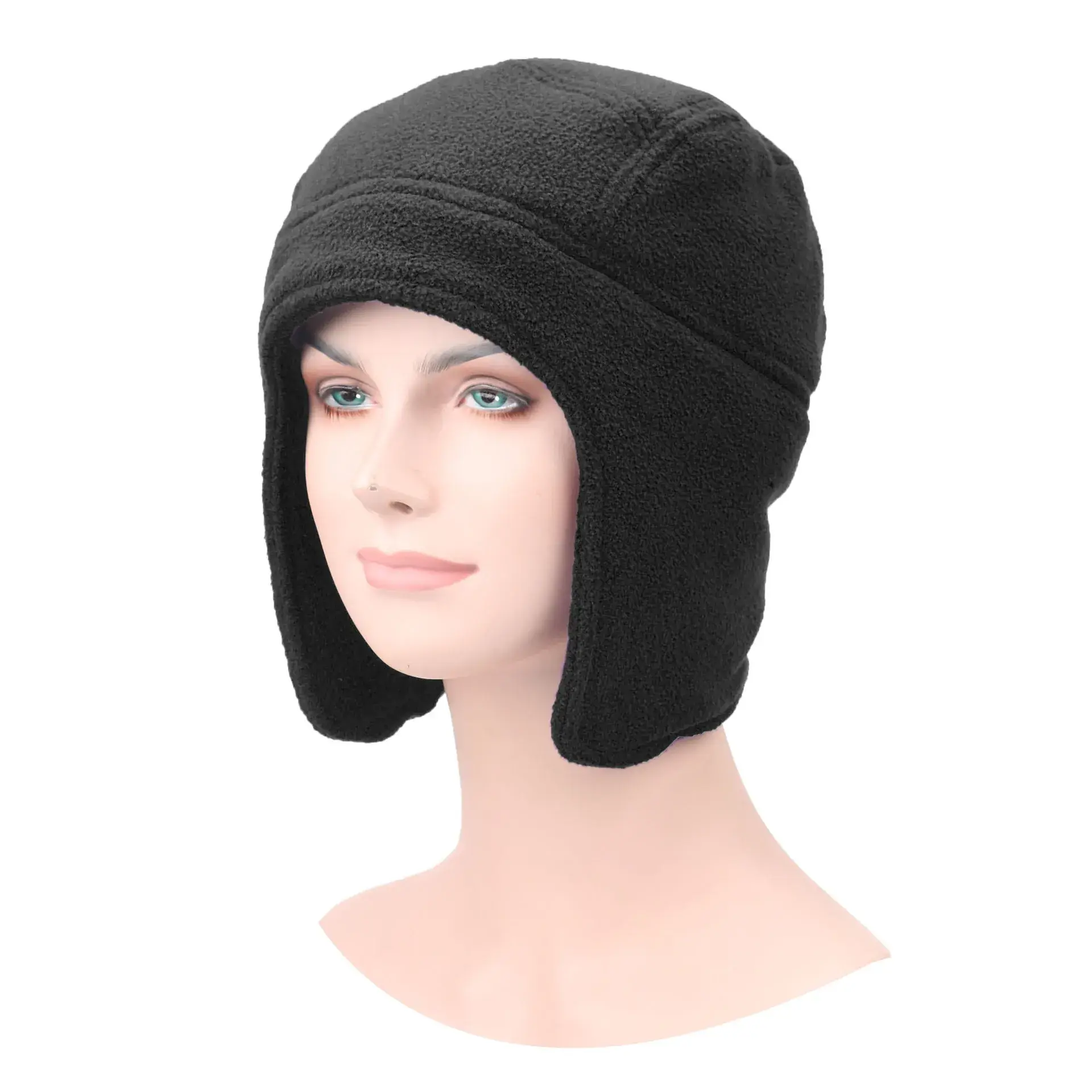 Black Fleece Ear Protection Hat for Winter Cycling Ski - Image 2