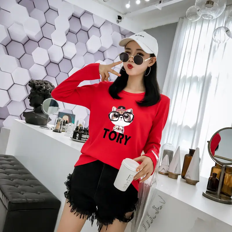 Women White Motorcycle Print Long Sleeve T-Shirt - Image 7