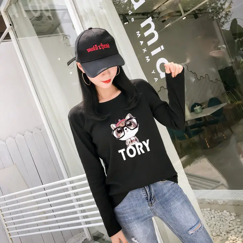 Women White Motorcycle Print Long Sleeve T-Shirt - Image 9