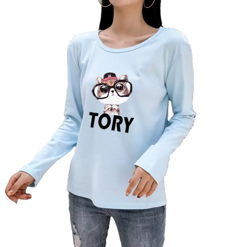 Women White Motorcycle Print Long Sleeve T-Shirt - Image 11