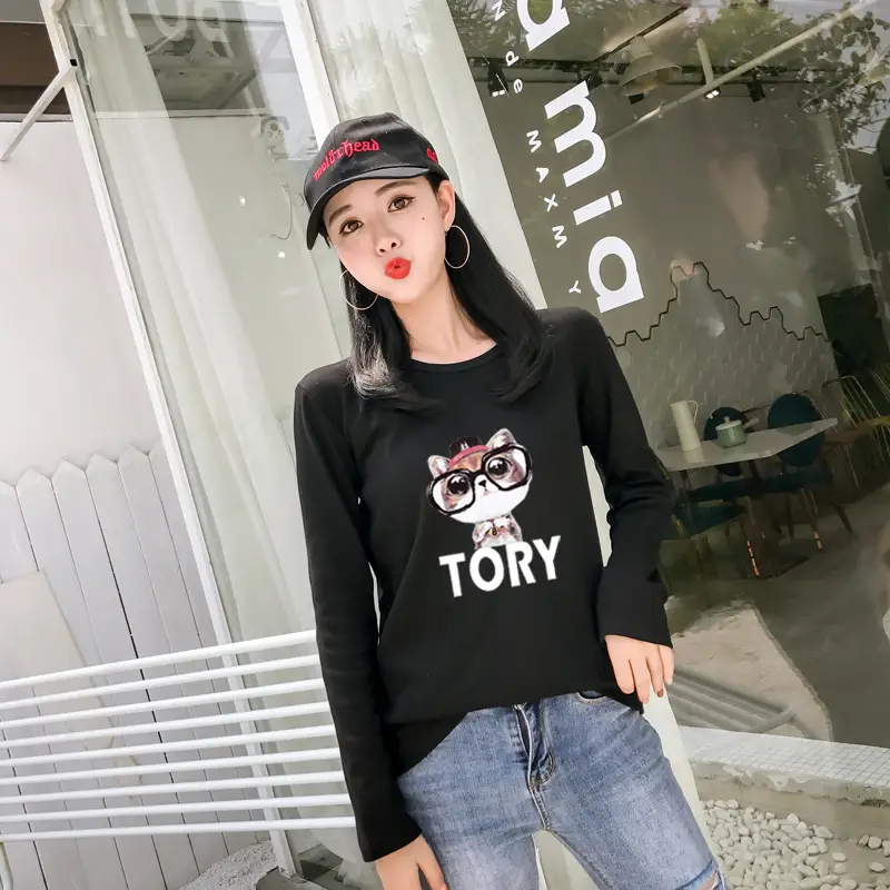 Women White Motorcycle Print Long Sleeve T-Shirt — feature 14