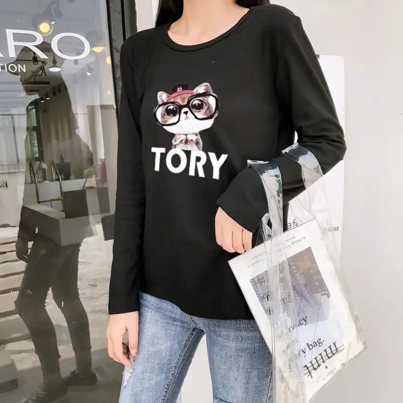 Women White Motorcycle Print Long Sleeve T-Shirt — feature 17